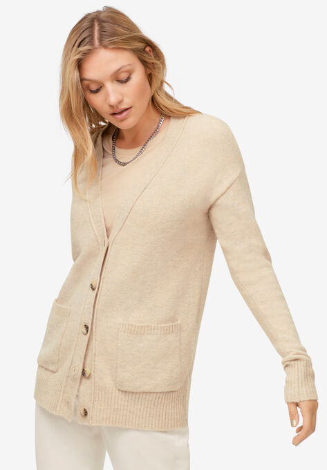 Relaxed Cardigan With Pockets, SAND HEATHER, hi-res image number null