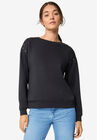 Stud Trim Sweatshirt, BLACK, hi-res image number null