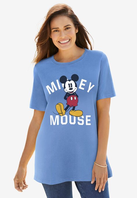 Disney Women's Short Sleeve Crew Tee Blue Mickey Mouse Standing, FRENCH BLUE MICKEY, hi-res image number null