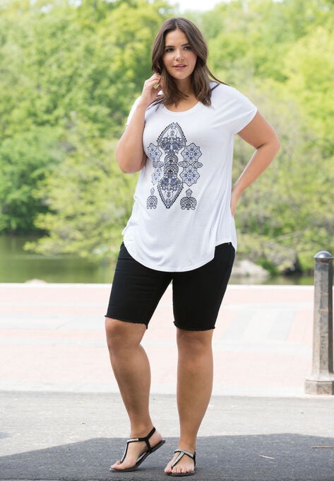 Button-Front Denim Shorts, , alternate image number null