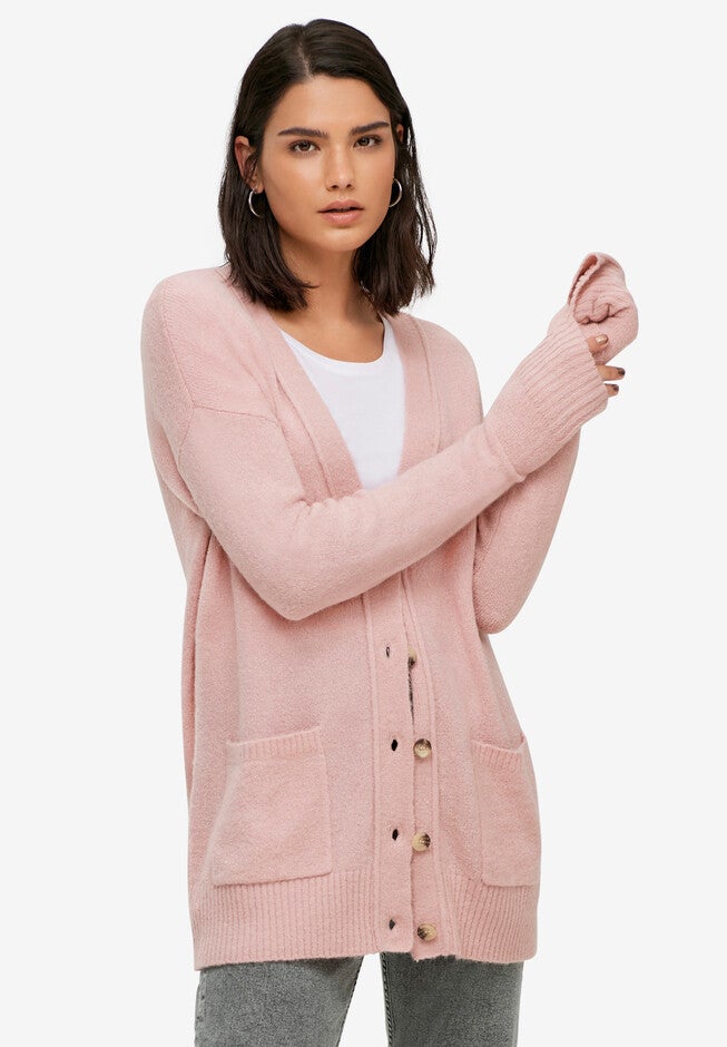 Relaxed Cardigan With Pockets, PALE BLUSH, hi-res image number null