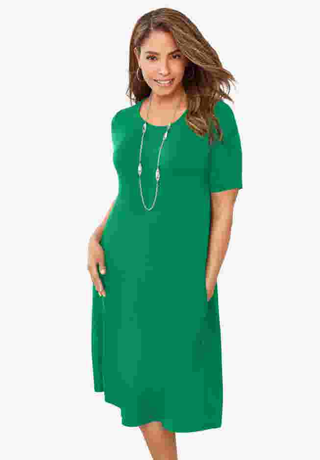 Stretch Knit A-Line Dress image number 0
