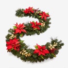 Pre-Lit Poinsettia 9' Garland image number null