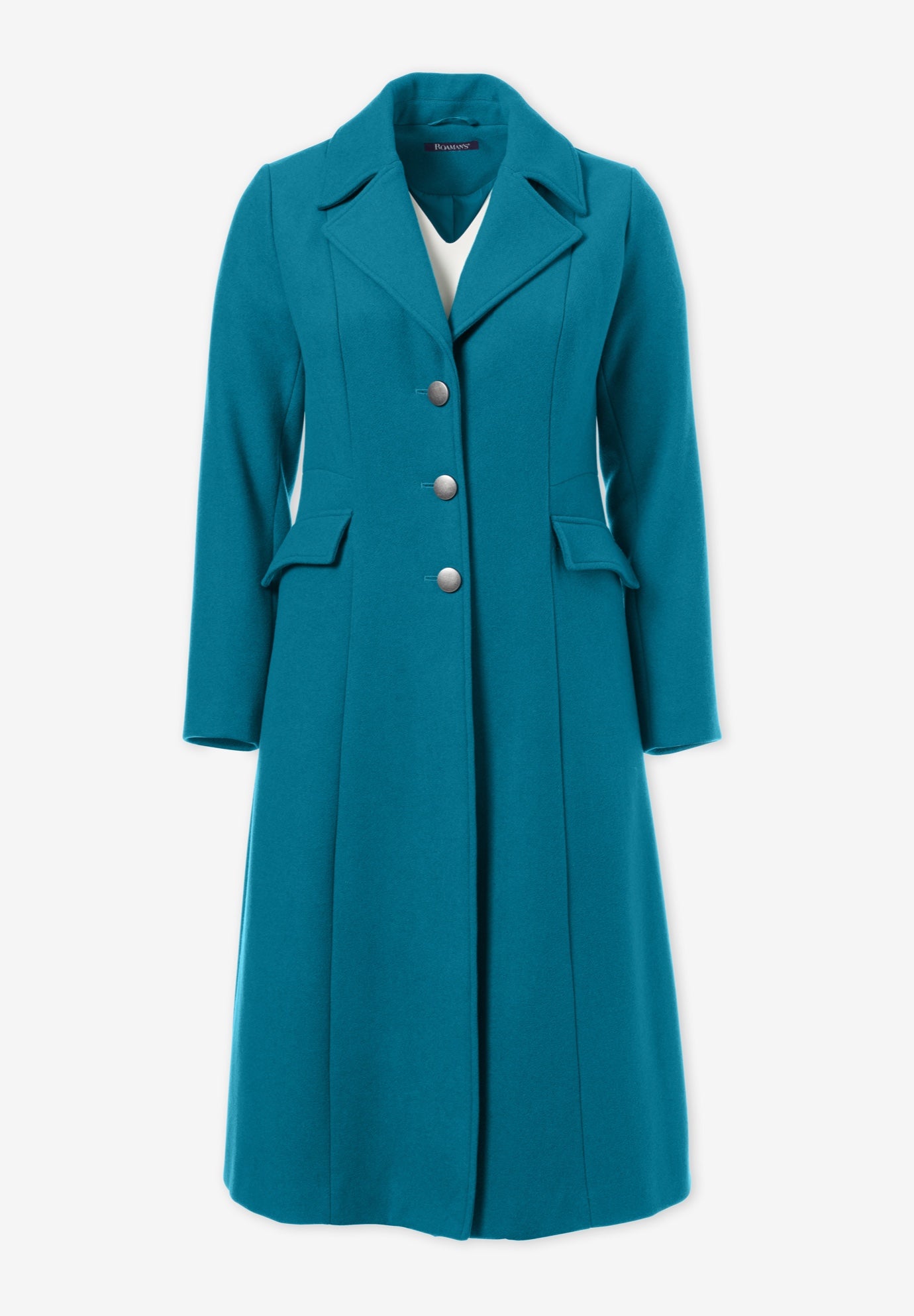 Plus Size Long Tailored Wool Blend Coat image number 4