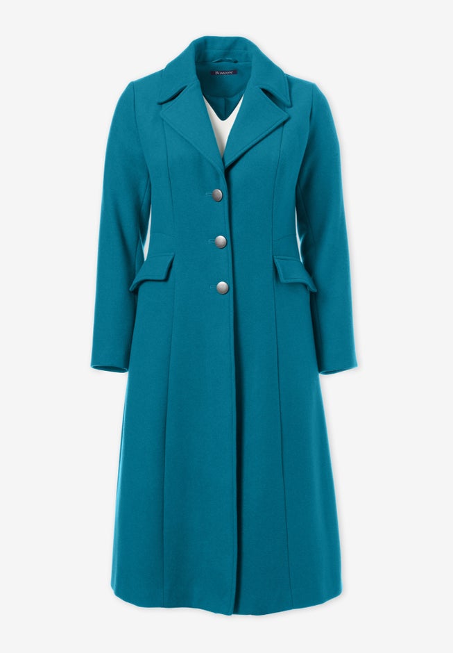Plus Size Long Tailored Wool Blend Coat Jessica London