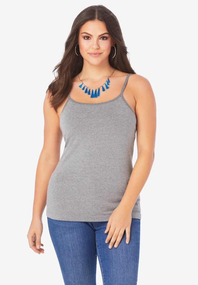 Plus Size Cami with Built-In Bra and Adjustable Straps image number 0