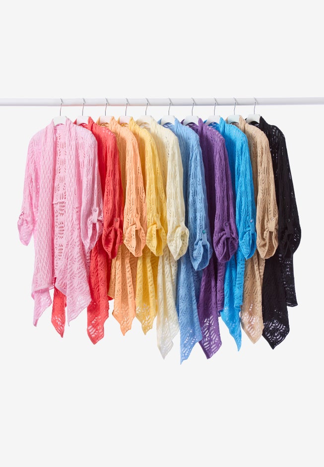 Open Front Pointelle Cardigan Sweater image number 3