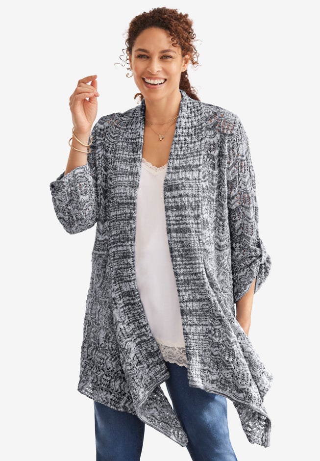 Open Front Pointelle Cardigan image number 5