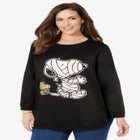 Peanuts Long-Sleeve Fleece Sweatshirt Black Mummy Snoopy image number null