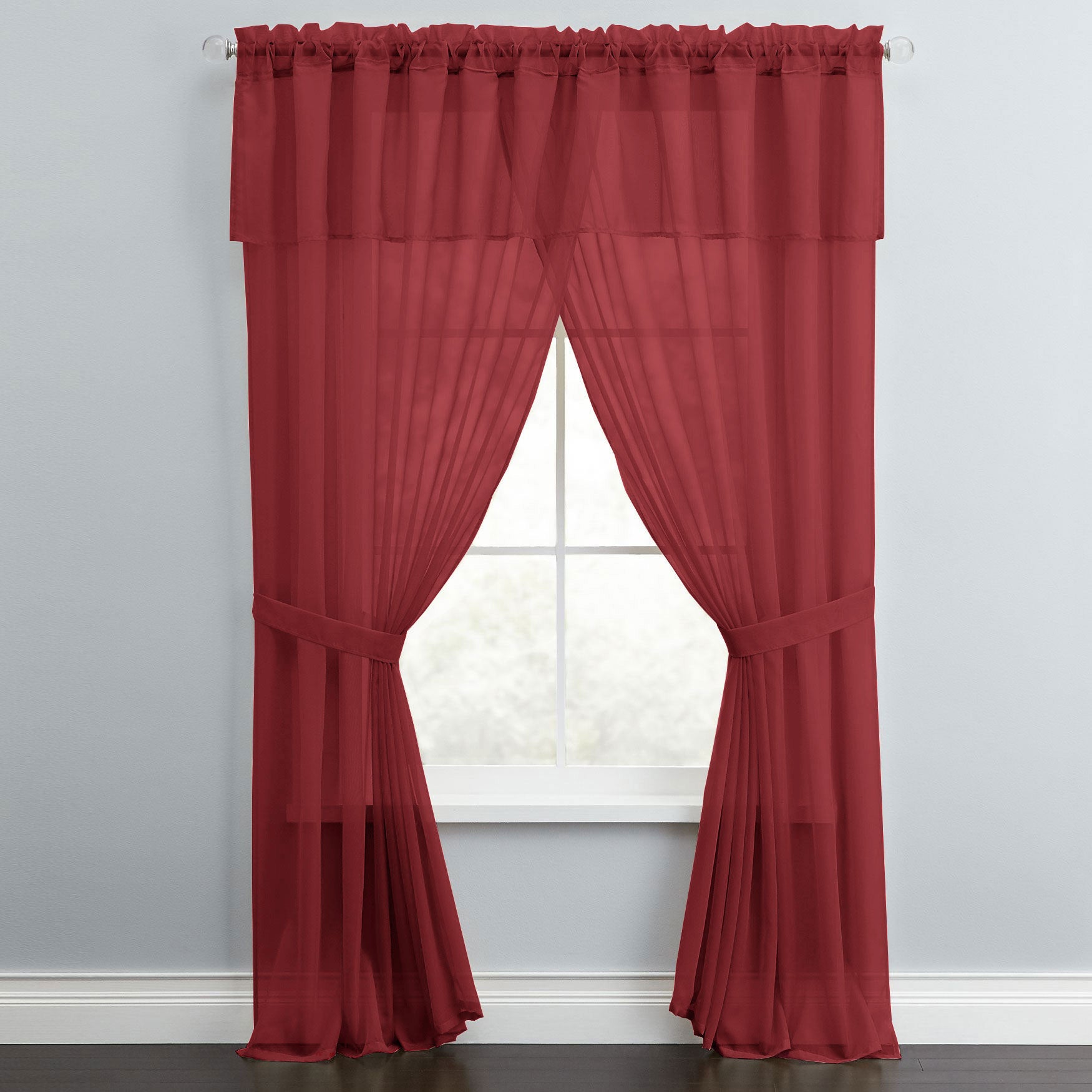 BH Studio Sheer Voile 5-Pc. One-Rod Curtain Set image number 0
