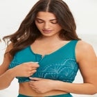 Comfort Choice® Zip-Front Lace Lounge Bra image number null