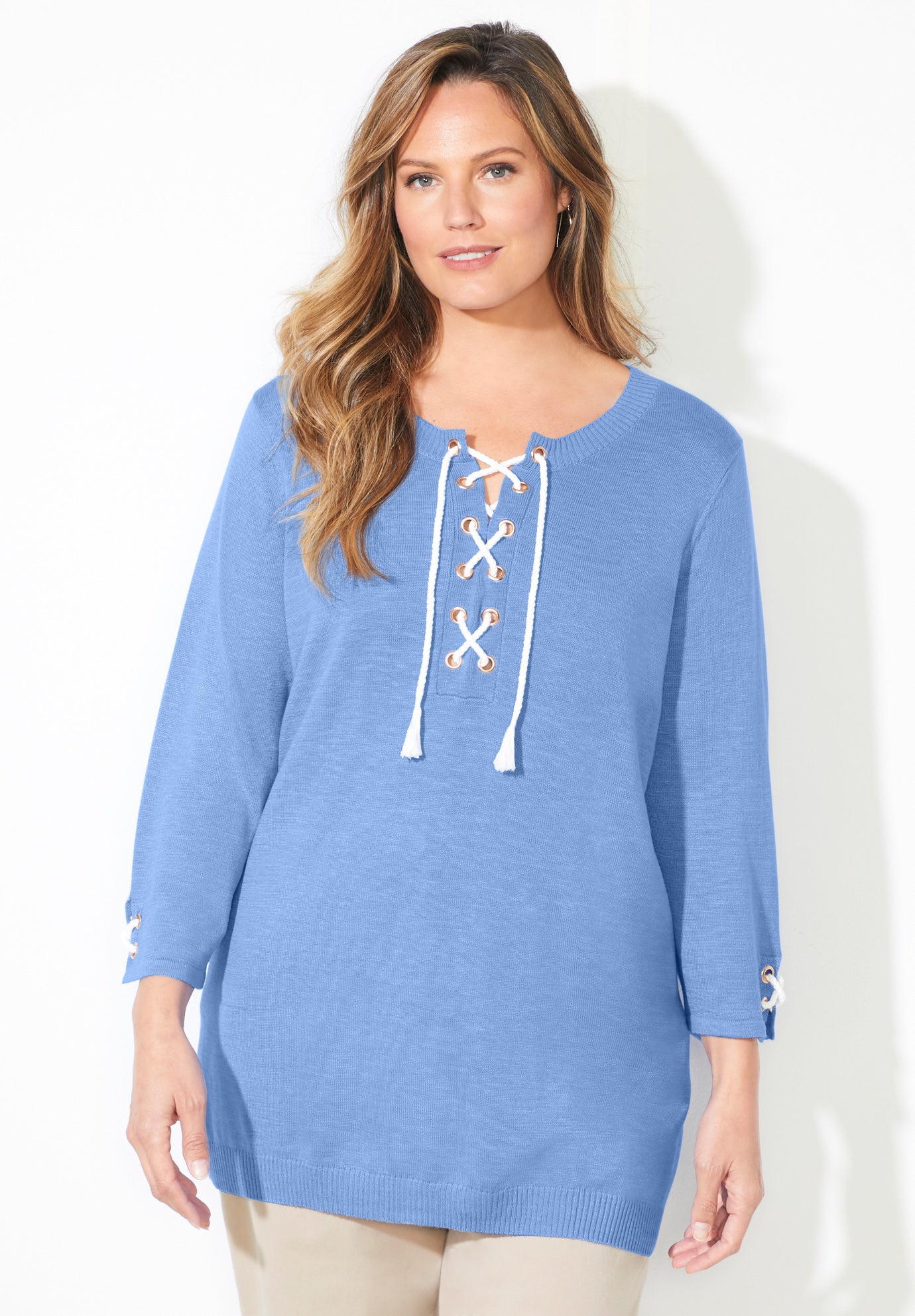 Liz&Me&reg; Corded Lace-Up Pullover image number 0