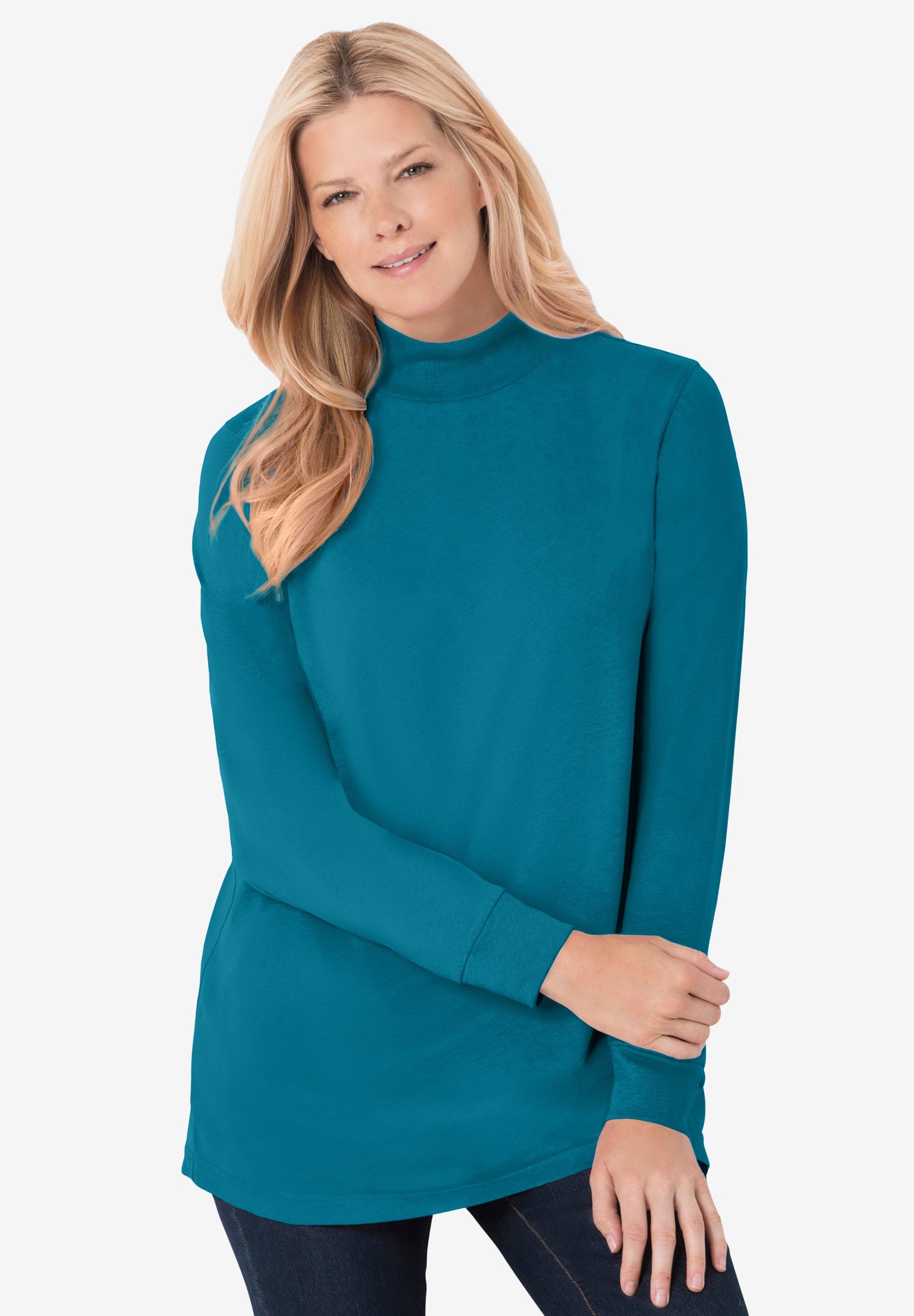 Perfect Printed Long-Sleeve Mockneck Tee image number 2