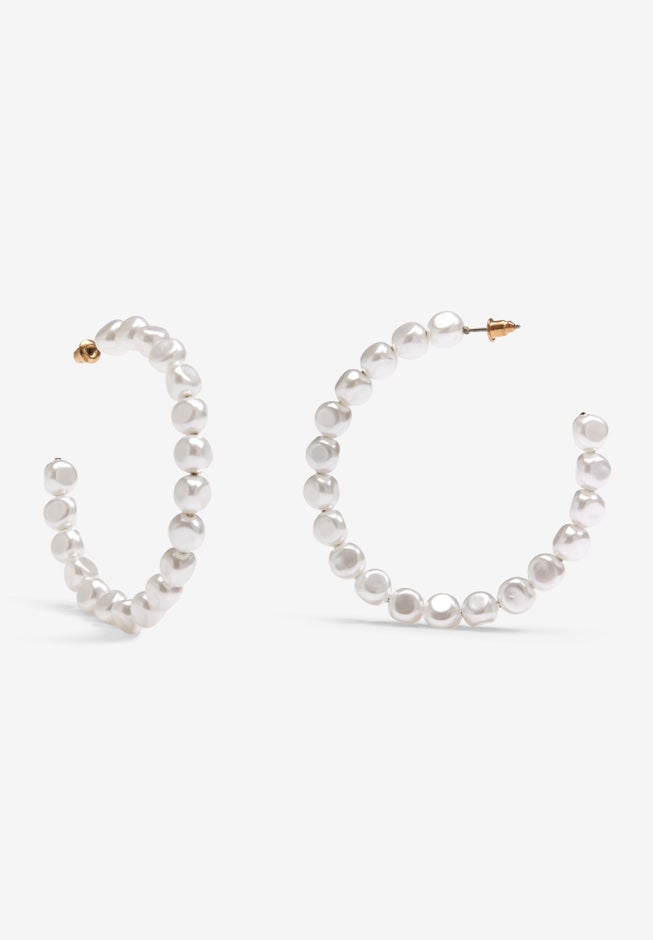 Pearl Hoop Earrings image number null