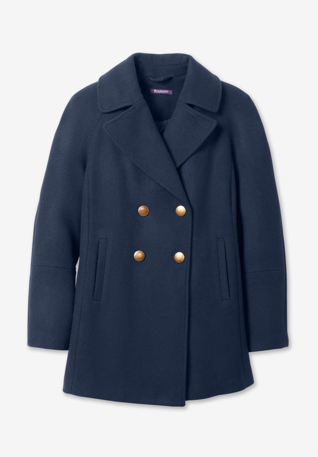 Plus Size Wool Blend A-Line Peacoat image number 2