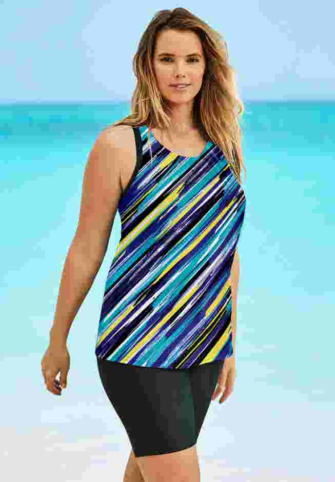 Longer-Length Racerback Tankini Top image number 2