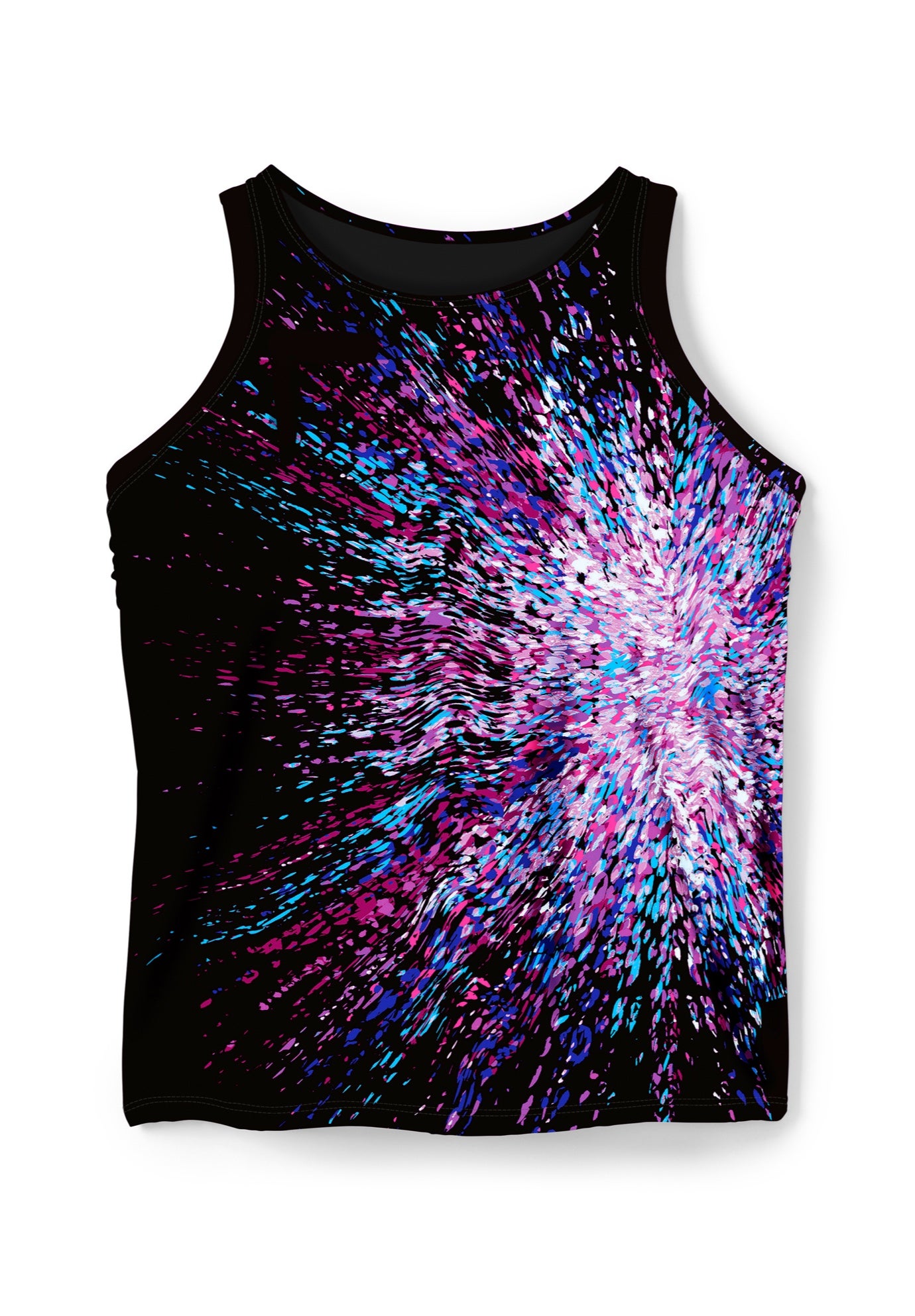Longer-Length High-Neck Racerback Tankini Top image number 3