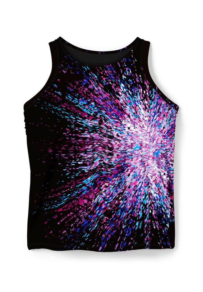 Longer-Length High-Neck Racerback Tankini Top image number 3