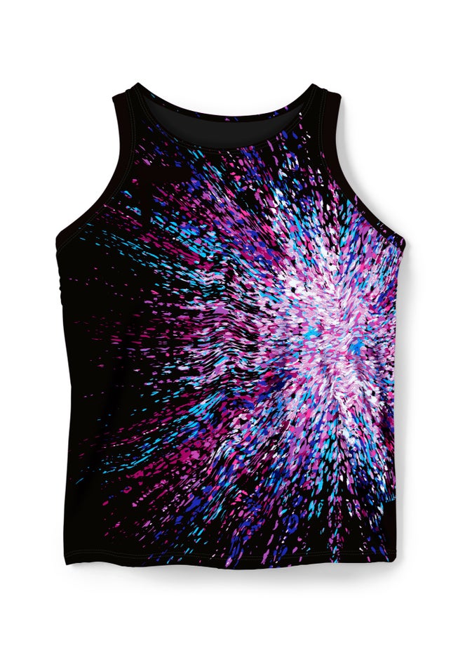 Longer-Length High-Neck Racerback Tankini Top image number 4