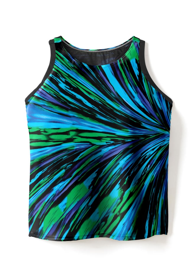 Longer-Length High-Neck Racerback Tankini Top image number 4