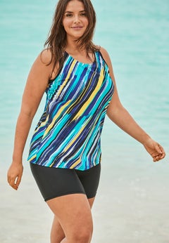 Longer-Length High-Neck Racerback Tankini Top