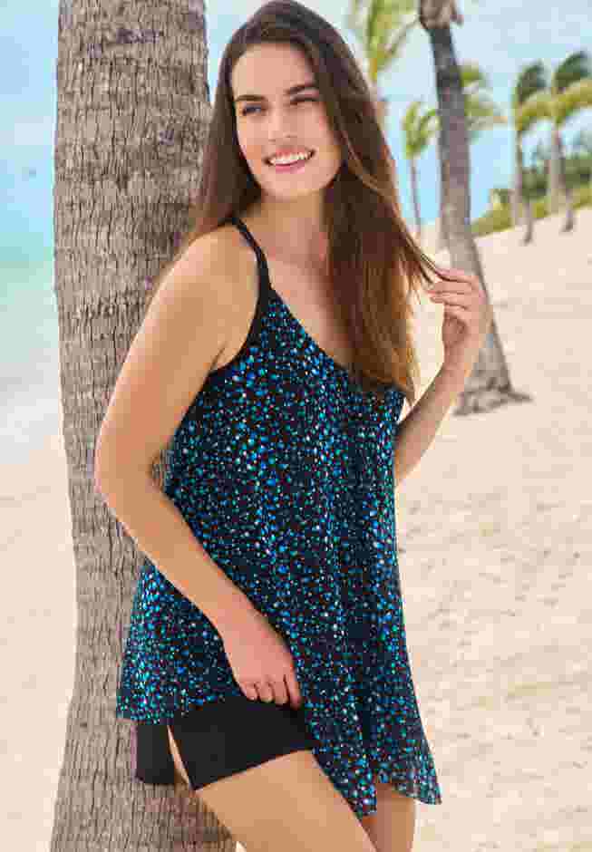 Longer-Length Mesh Tankini Top image number 2
