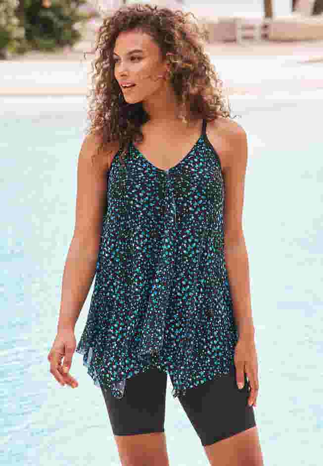 Longer-Length Mesh Tankini Top image number 0