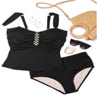Underwire Shirred Ring Bandeau Tankini Top image number null
