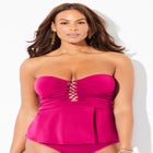 Underwire Shirred Ring Bandeau Tankini Top image number null