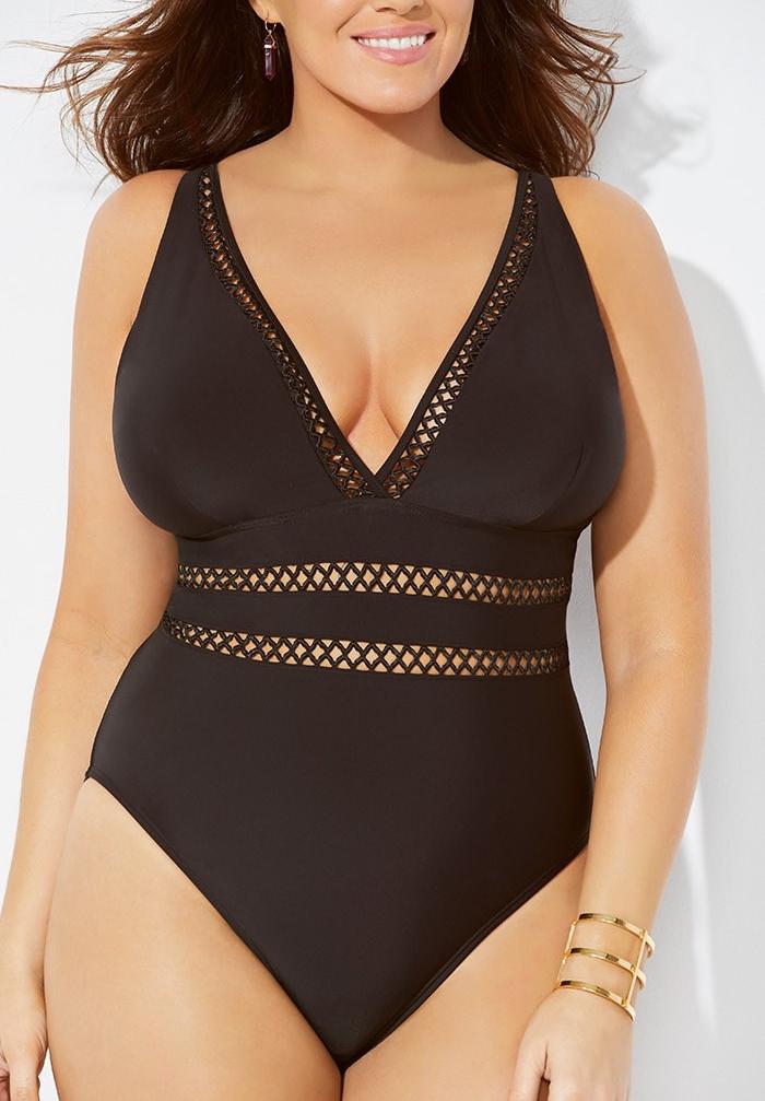 Lattice Plunge One Piece Swimsuit image number 3