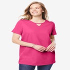 Perfect Short-Sleeve Keyhole Tee image number null