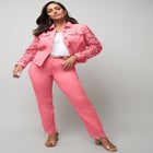 Lace Trim Classic Denim Jean image number null