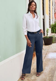 Stretch Cotton Chino Wide-Leg Trouser