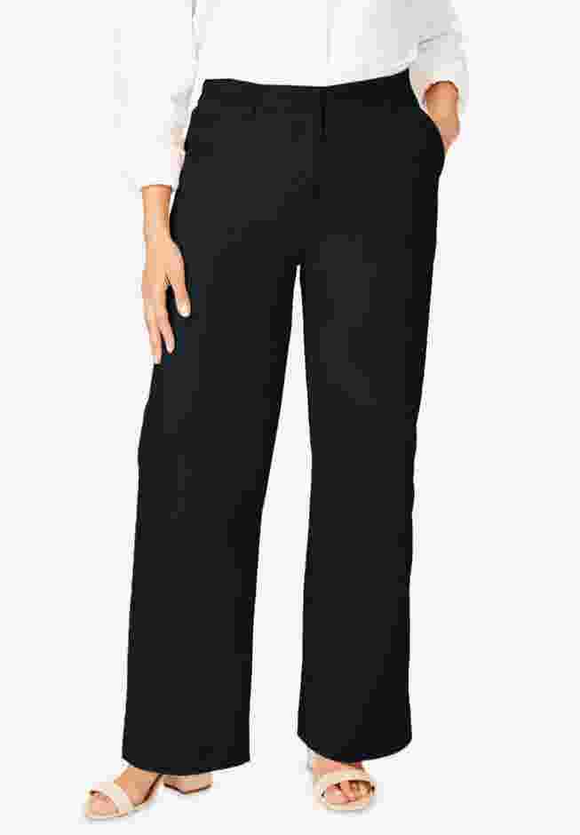 Stretch Cotton Chino Wide-Leg Trouser image number 0