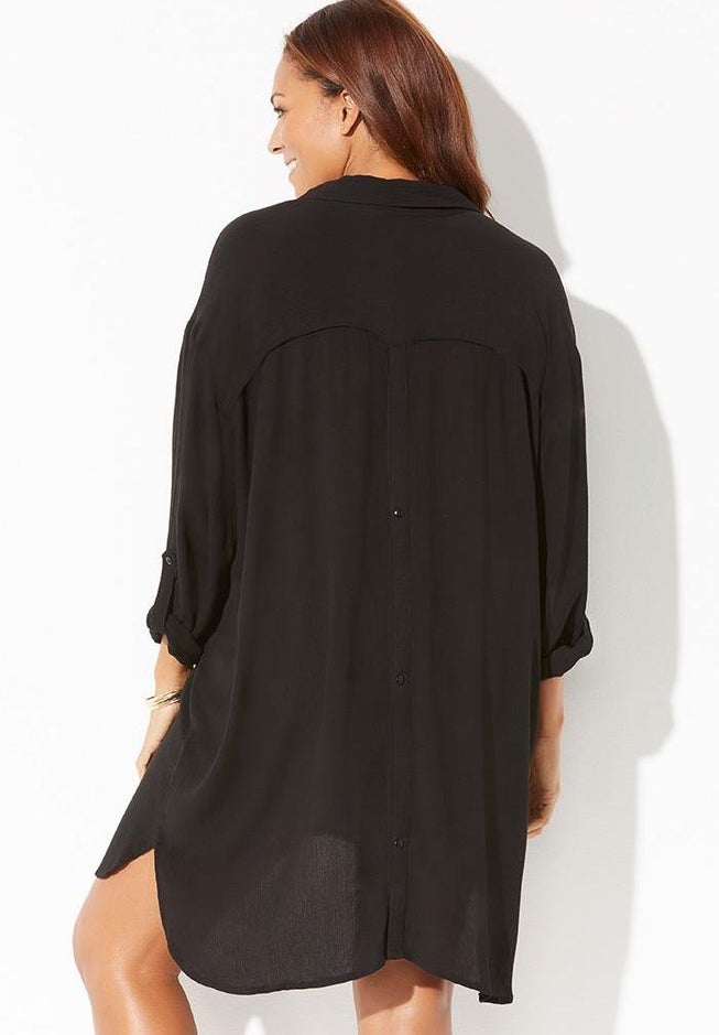 Shea High-Low Button Front Cover Up Shirt image number 1