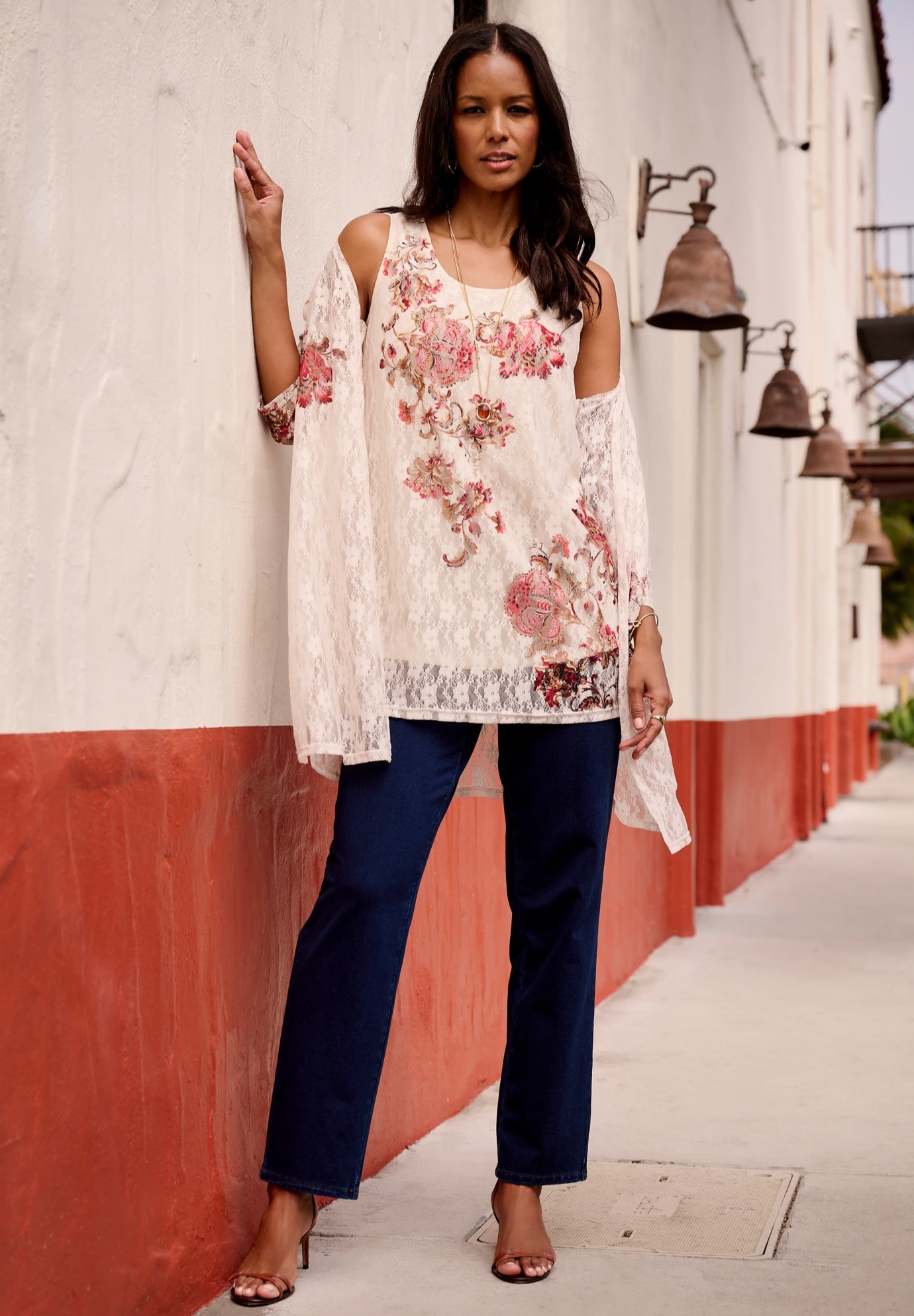 Printed Lace Tank image number 0