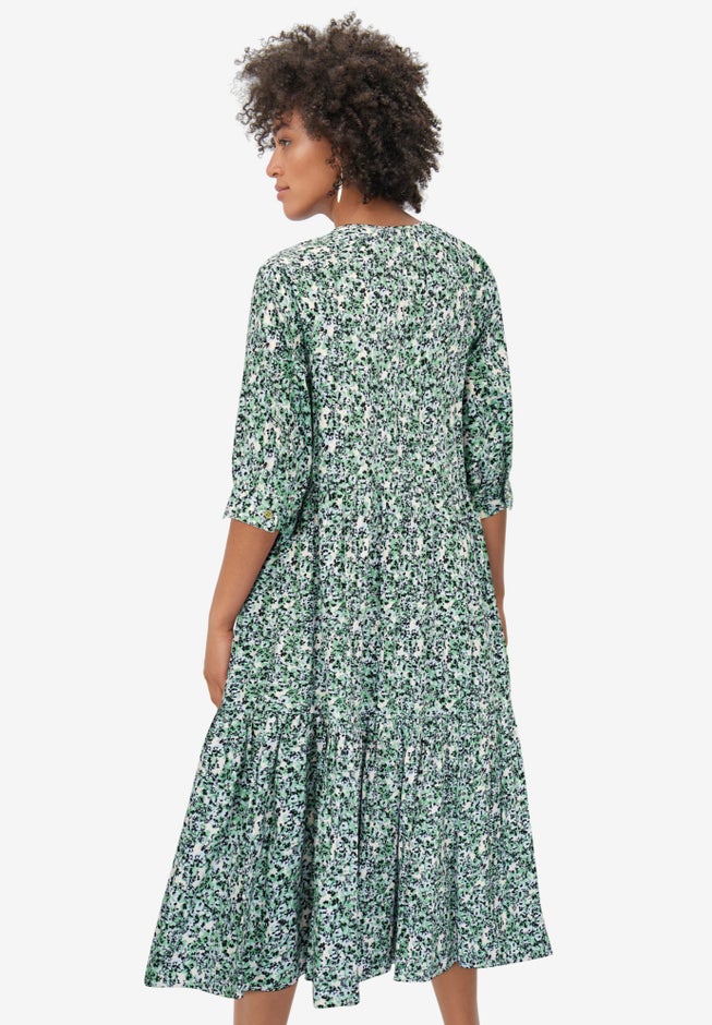 Tiered Cotton Midi Dress image number 1