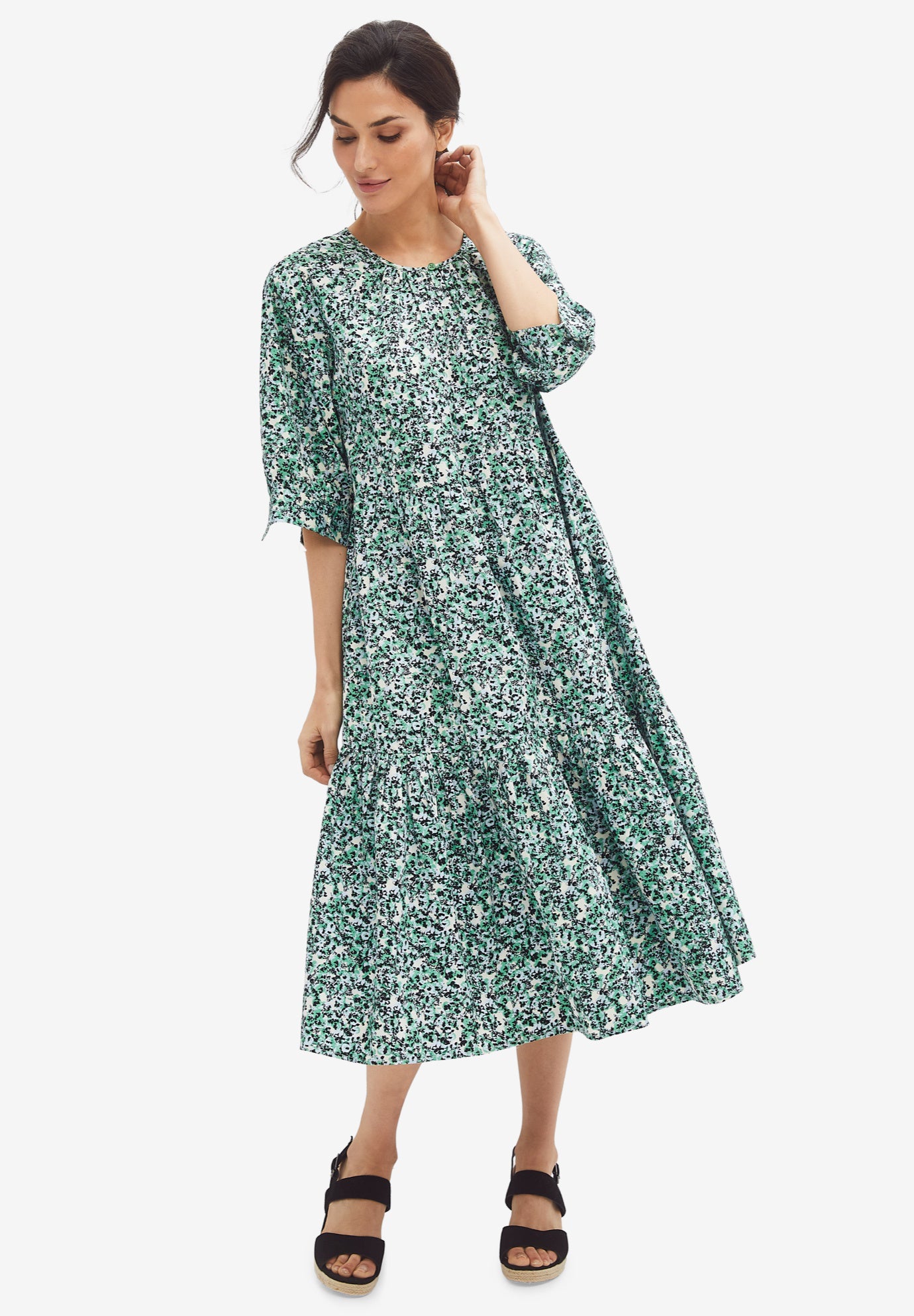 Tiered Cotton Midi Dress image number 0