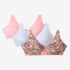 3-Pack Front-Close Cotton Wireless Bra image number null