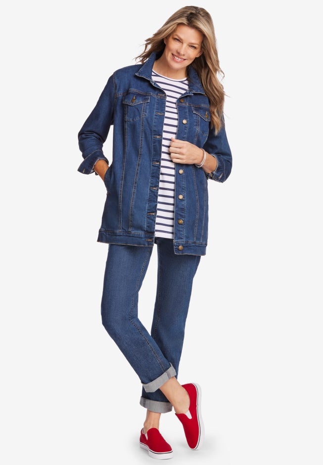 Long Stretch Denim Jean Jacket image number 5