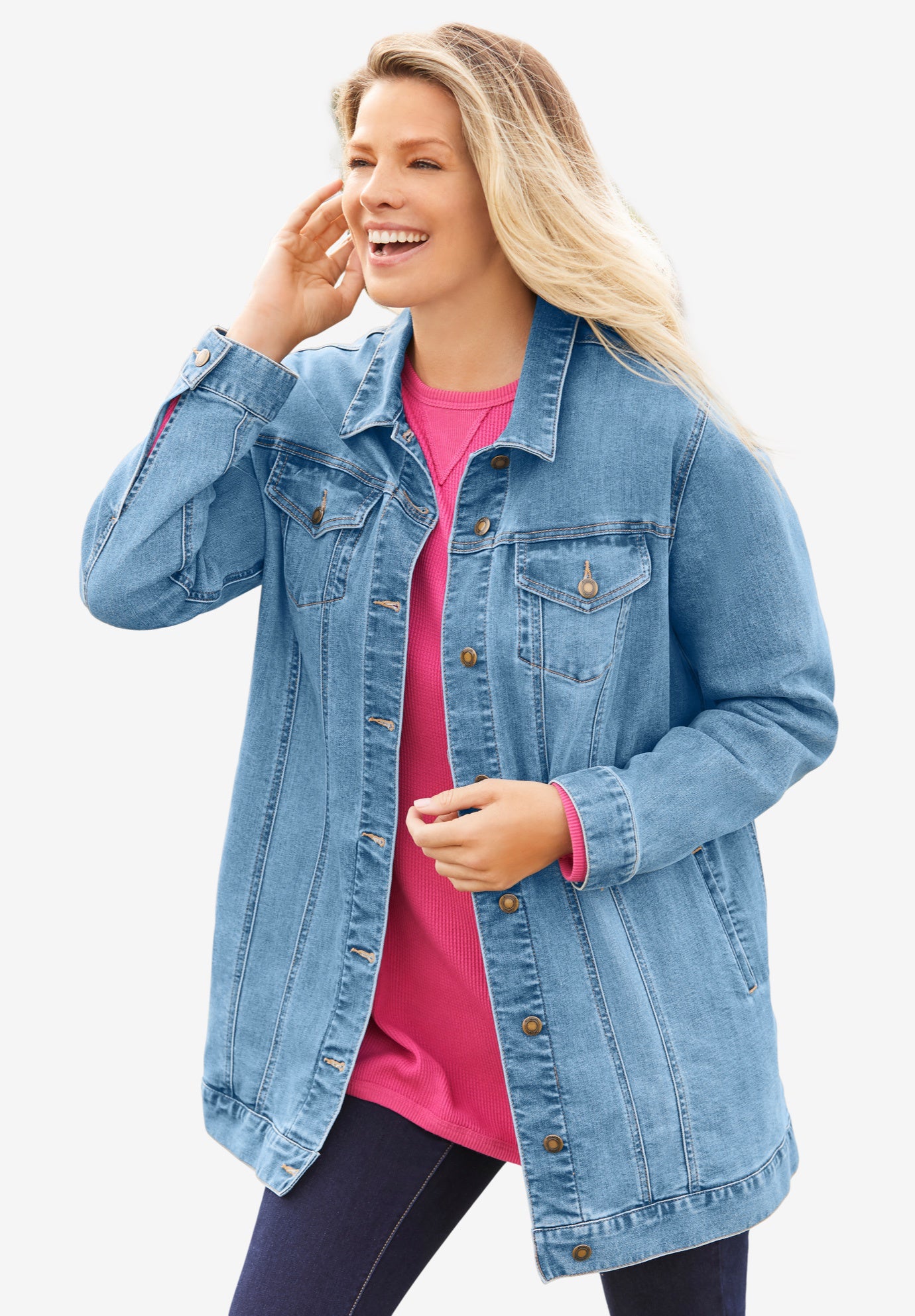 Long Stretch Denim Jean Jacket image number 0