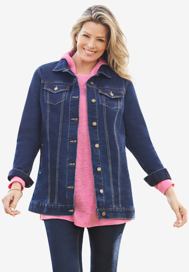 Long Stretch Denim Jean Jacket image number 0