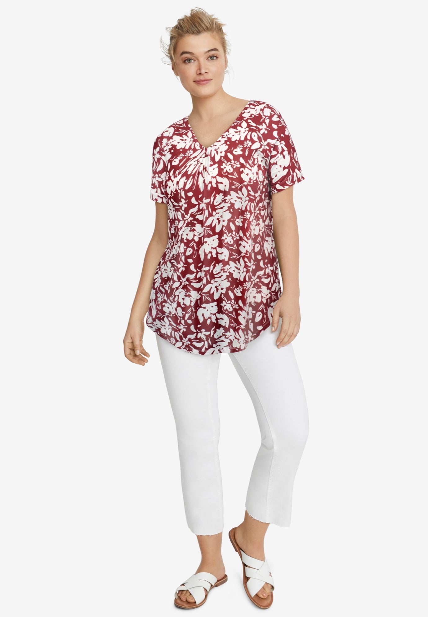 V-Neck Tunic With Front Inverted Pleat image number 0