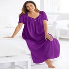 Long Silky Lace-Trim Gown image number null