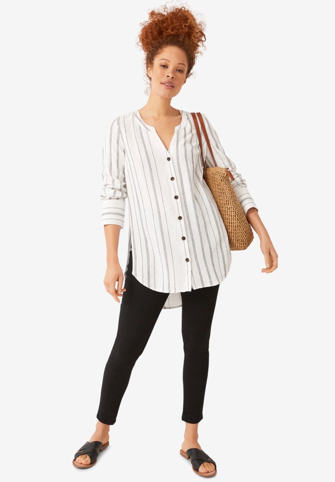 Striped Linen-Blend Tunic image number null