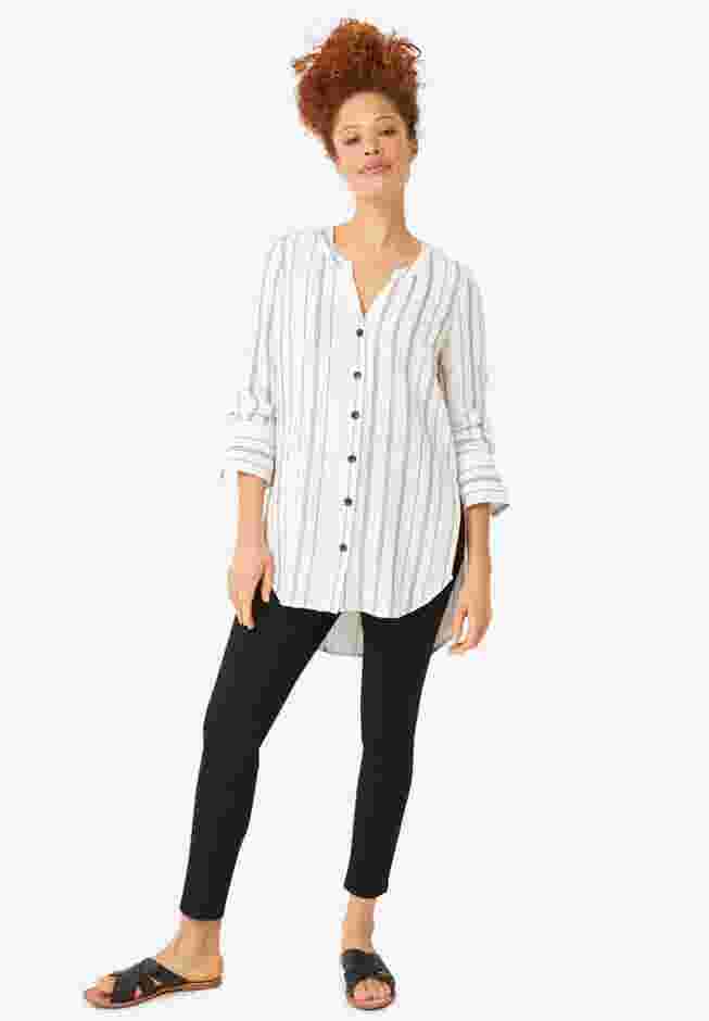 Striped Linen-Blend Tunic image number 0