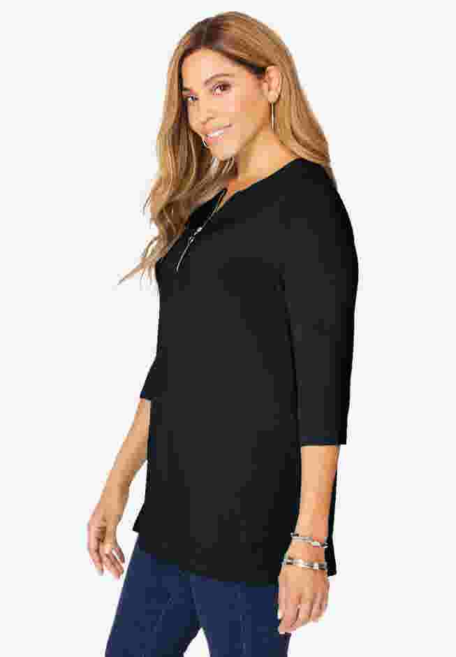 Stretch Knit Zip Tunic image number 2