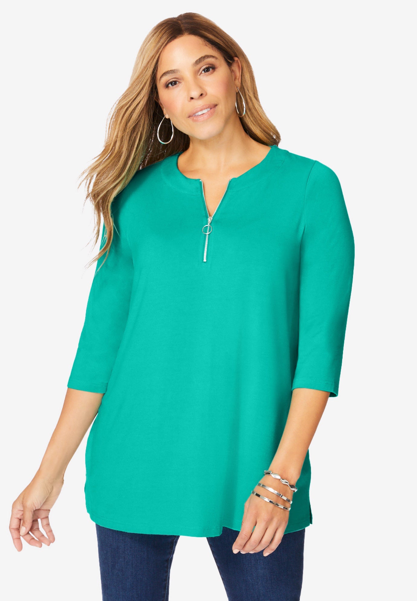 Stretch Knit Zip Tunic image number 0