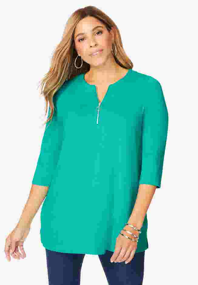 Stretch Knit Zip Tunic image number 0