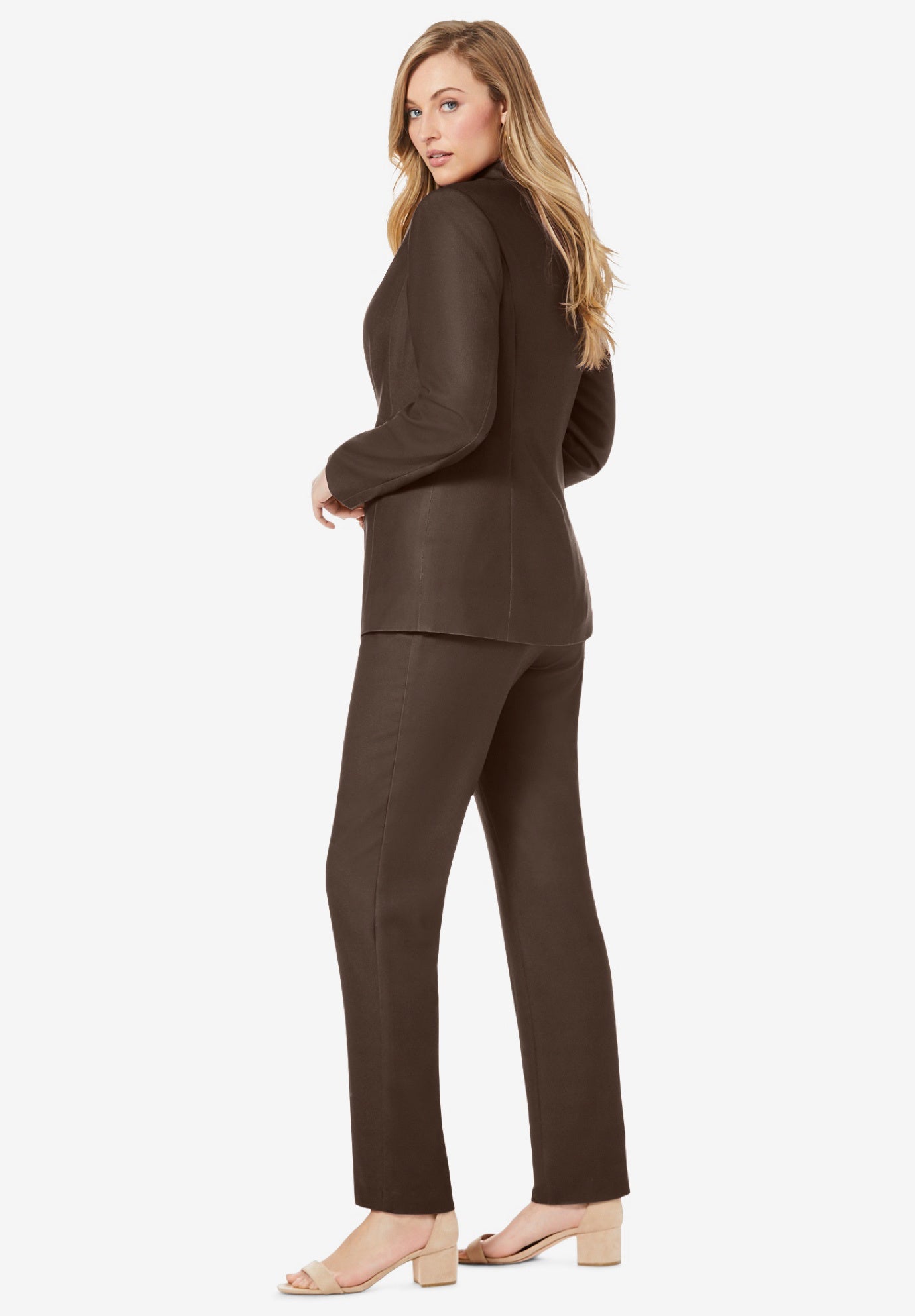 2-Piece Stretch Crepe Single-Breasted Pantsuit image number 3